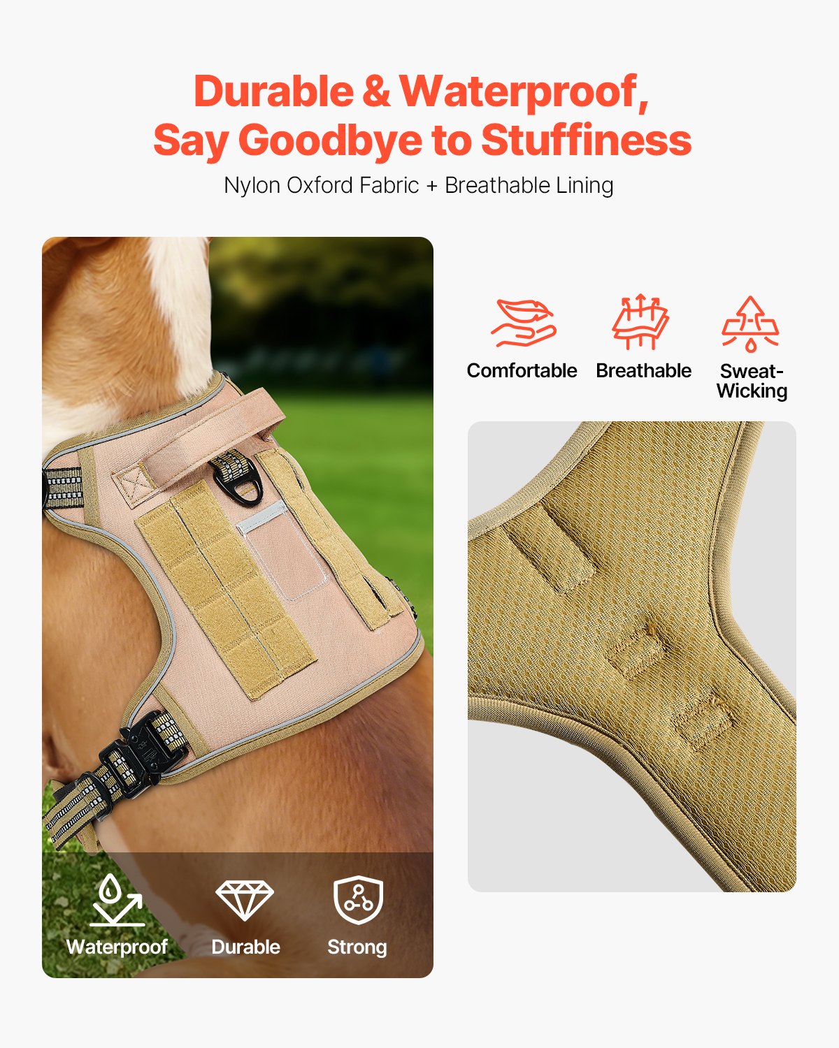 Adjustable No-Pull Tactical Dog Harness for Large Dogs