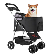 Foldable 4-Wheel Pet Stroller for Easy Dog and Cat Travel