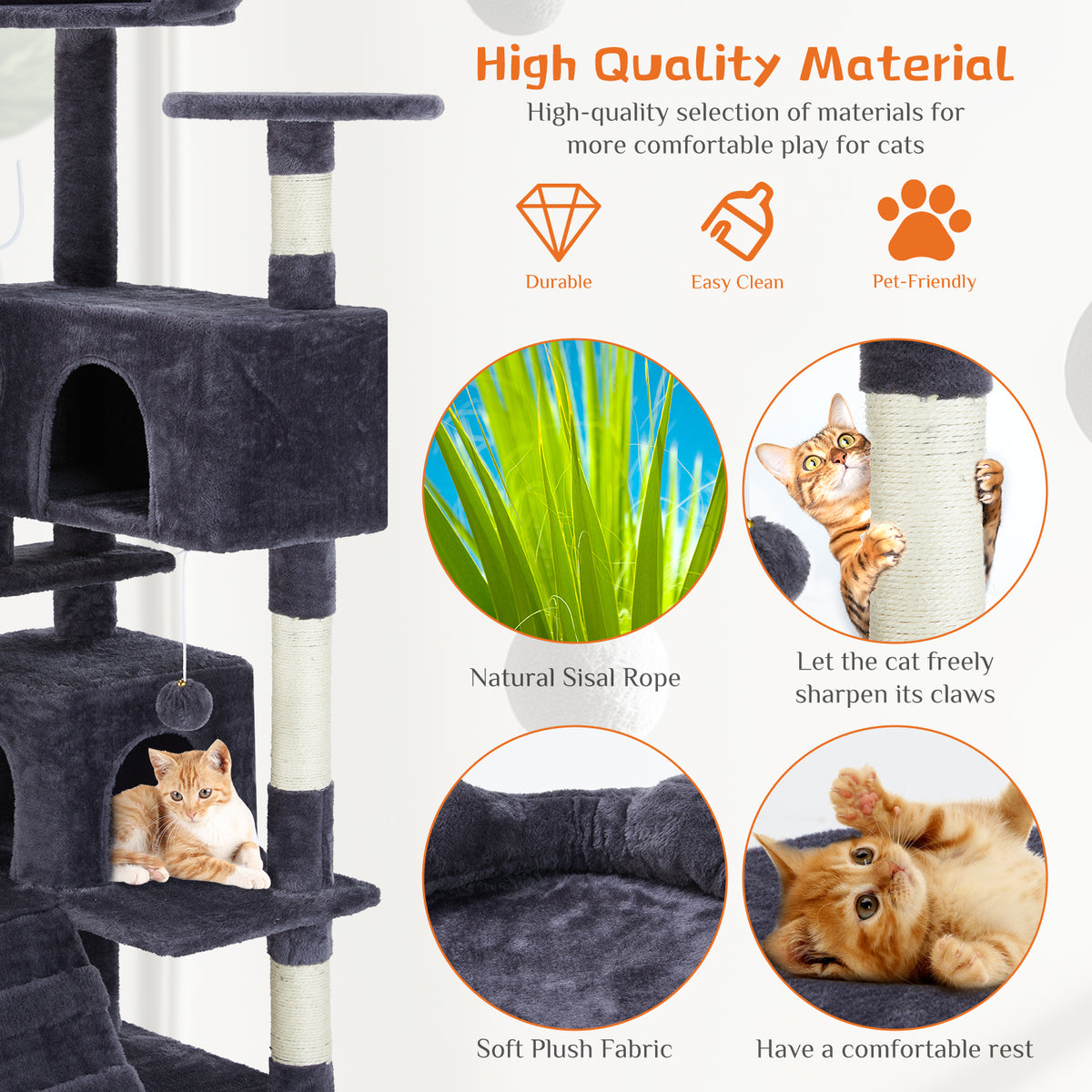 Multi-Level Cat Tree Tower with Scratching Condo