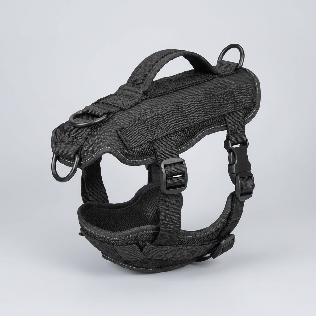 Adjustable No-Pull Tactical Dog Harness for Large Dogs