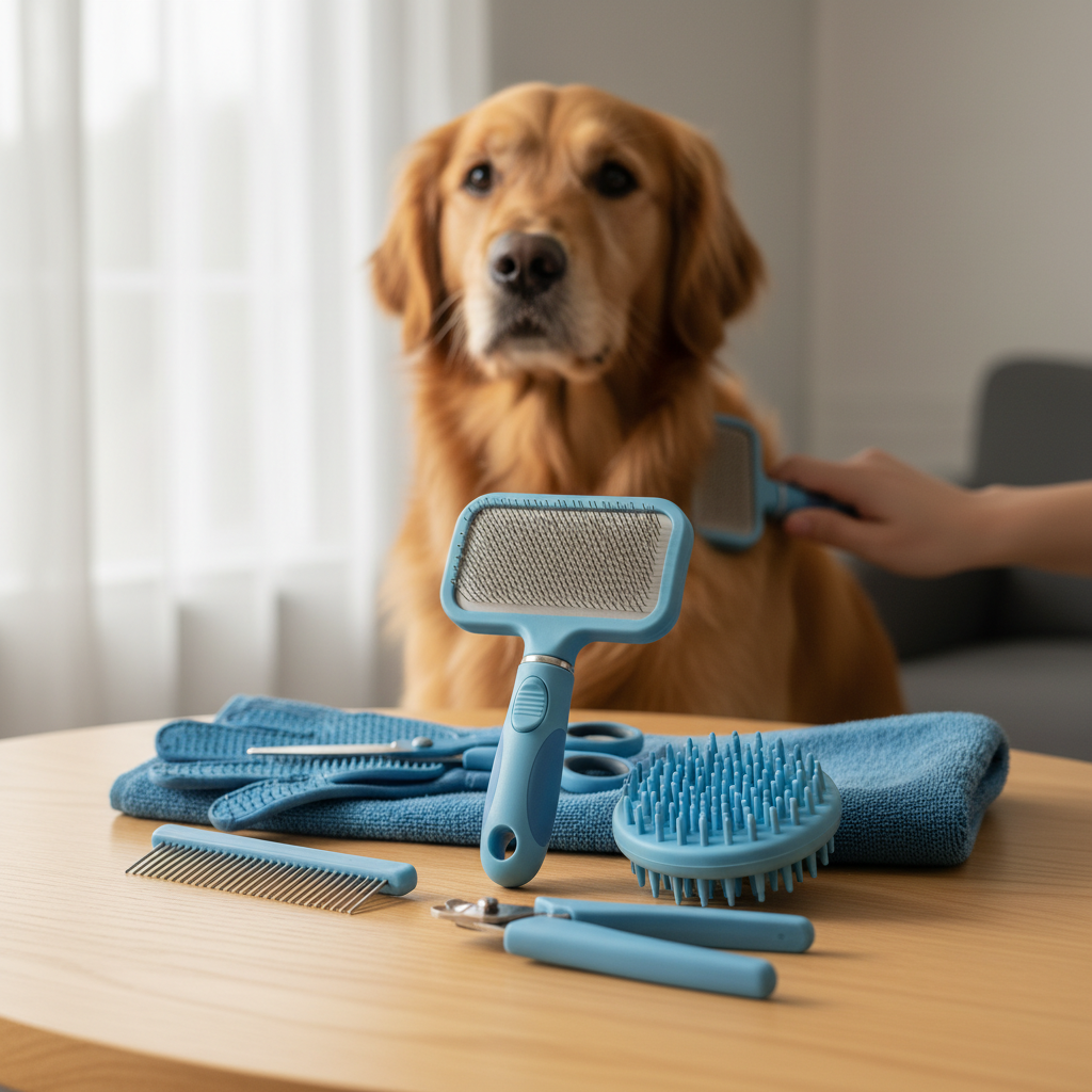 7-Piece Pet Grooming and Shedding Kit - Blue