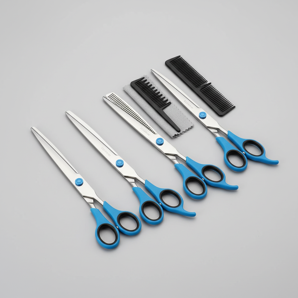 4-in-1 Pet Grooming Scissors Kit with Safety Tips