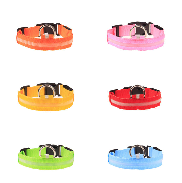 Red LED Light-Up Dog Collar for Night Walks (XXS)