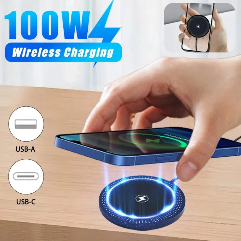 100W Magnetic Wireless Charger Dock for iPhone (MagSafe Compatible)