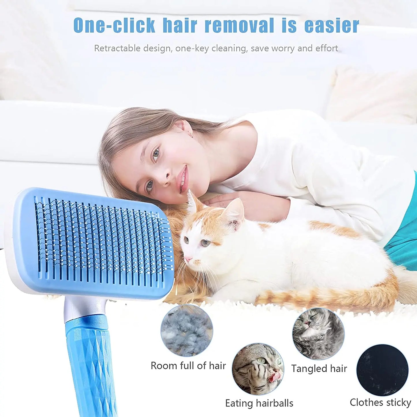 Pet Hair Remover & Grooming Brush for Dogs and Cats
