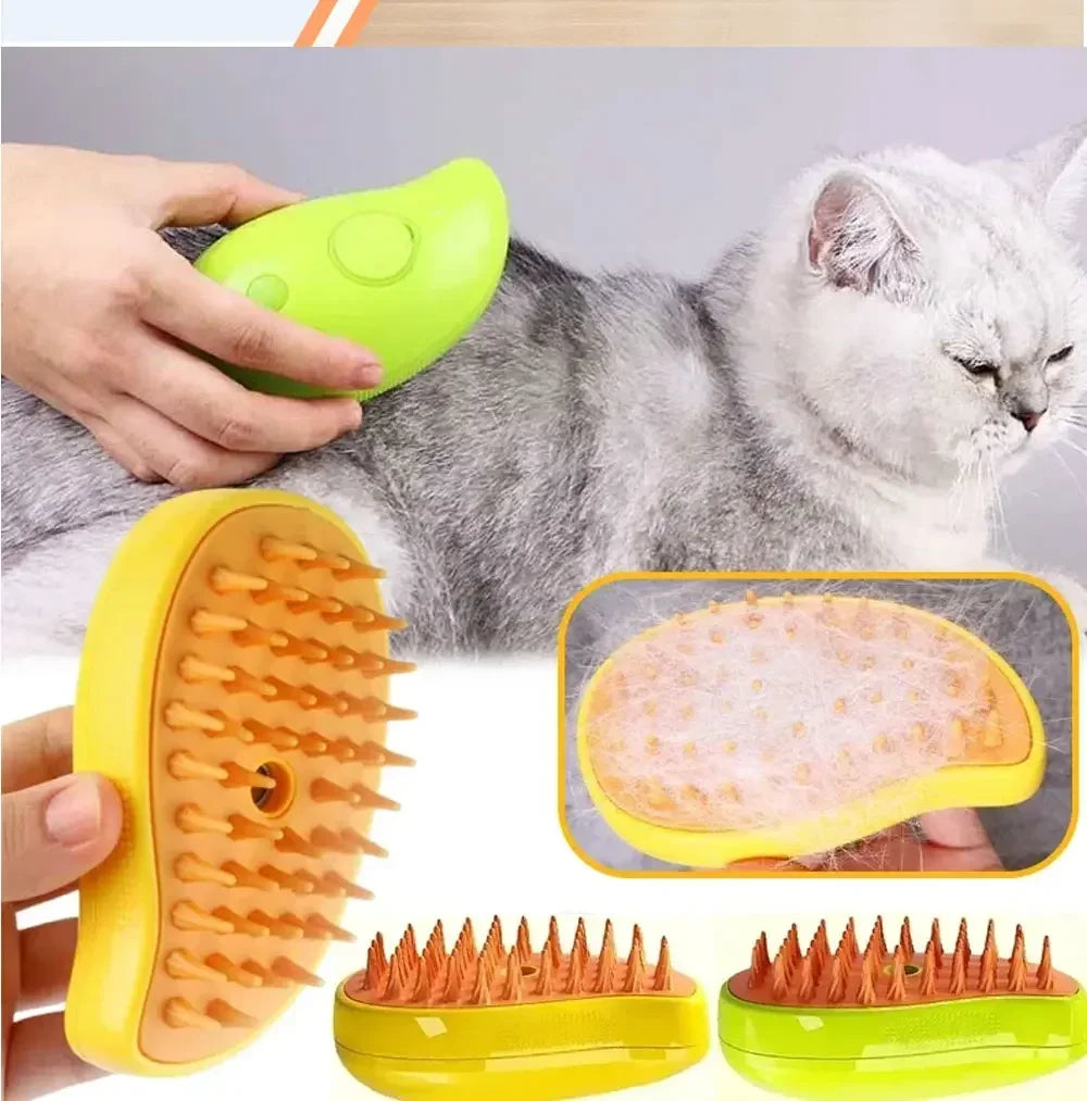 Cat Brush -The Ultimate 3-in-1 Steamy Pet Brush – Soft Silicone Grooming & Massage Comb