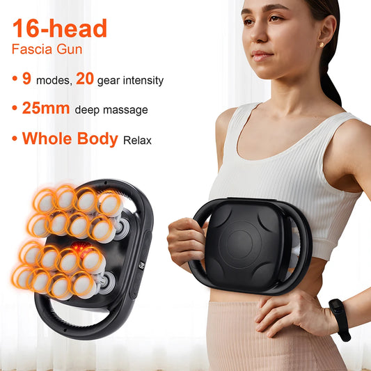 16-Head Fascia Massage Gun for Full Body Relief