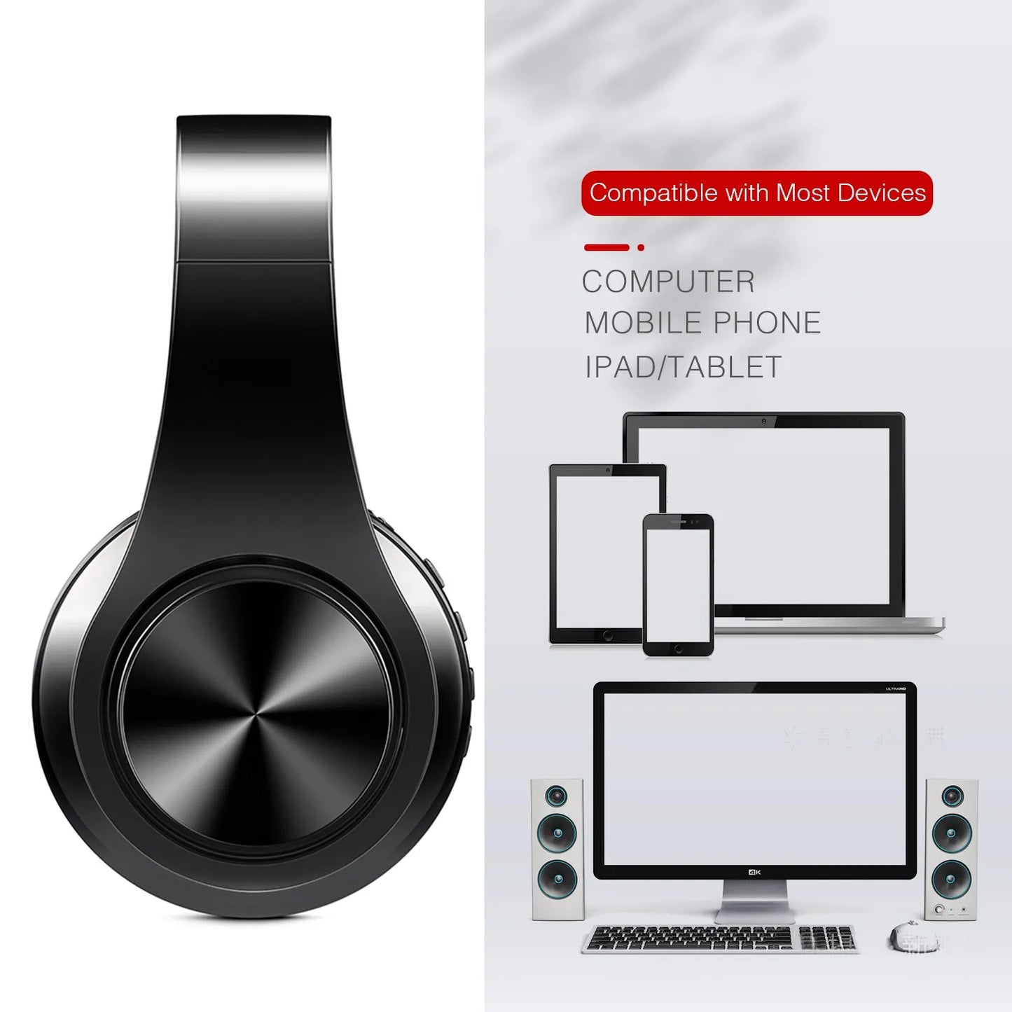 2026 Wireless Bluetooth Stereo Overhead Headset with Mic