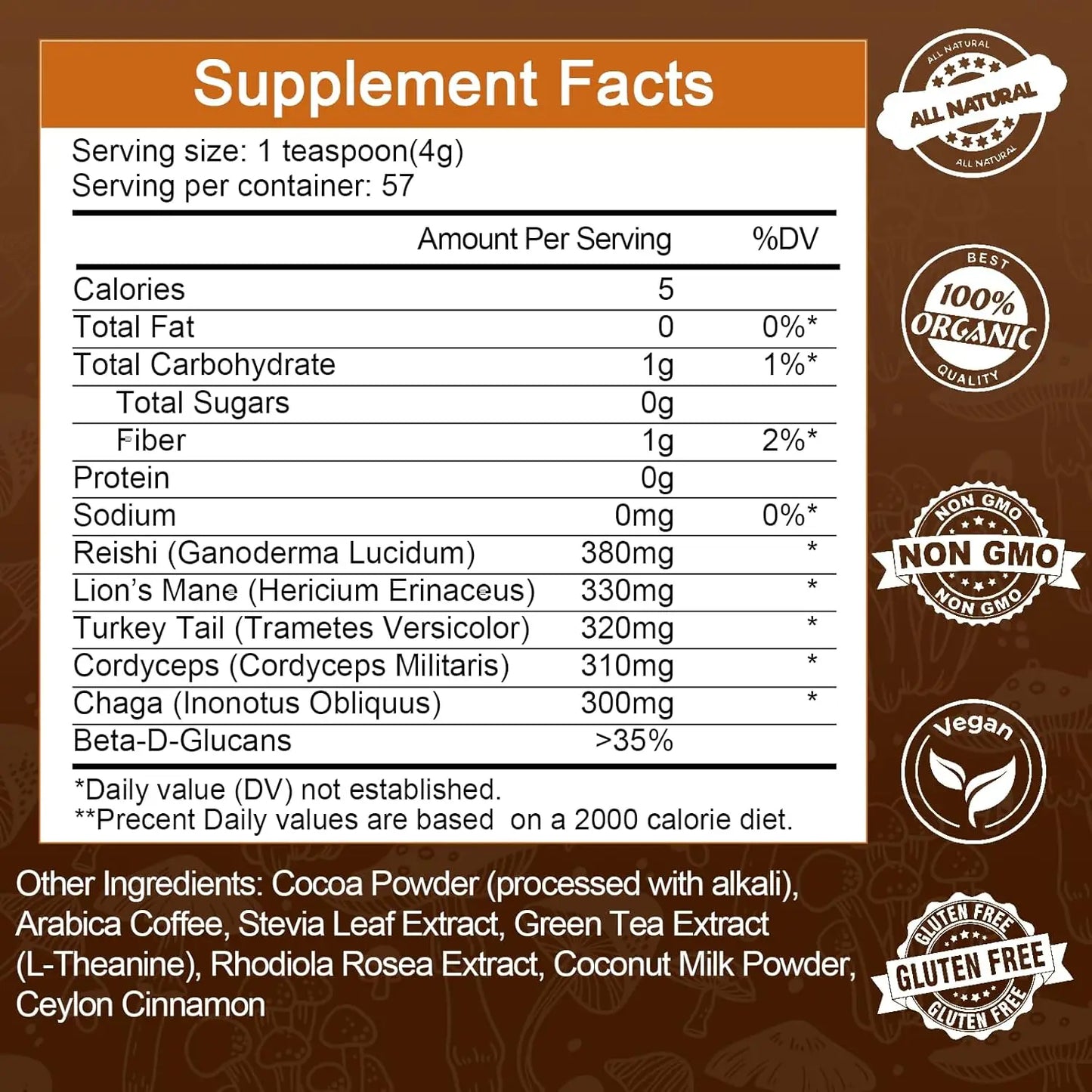 Mutsweet Lion's Mane and Reishi Mushroom Cocoa Powder Blend (227g)