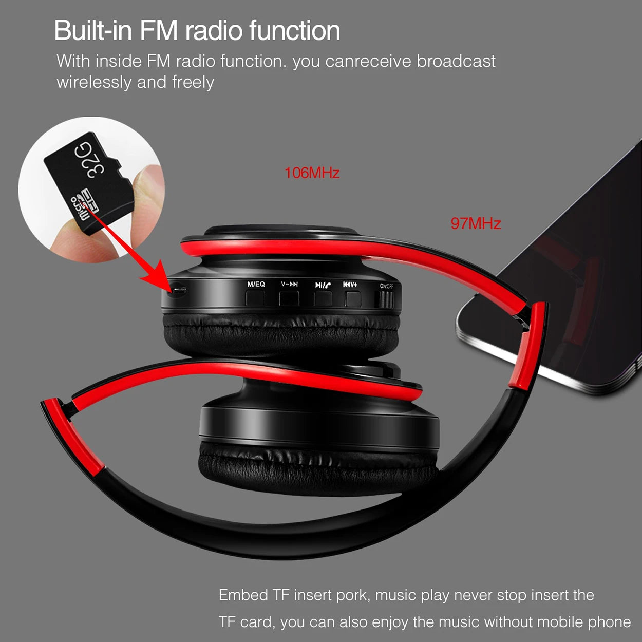 2026 Wireless Bluetooth Stereo Overhead Headset with Mic