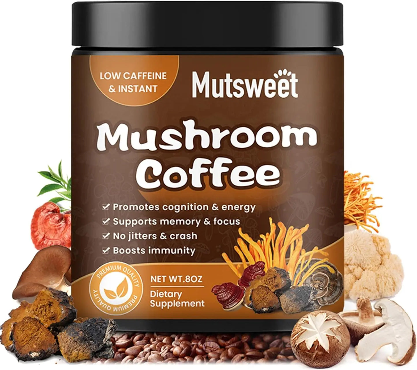 Mutsweet Lion's Mane and Reishi Mushroom Cocoa Powder Blend (227g)