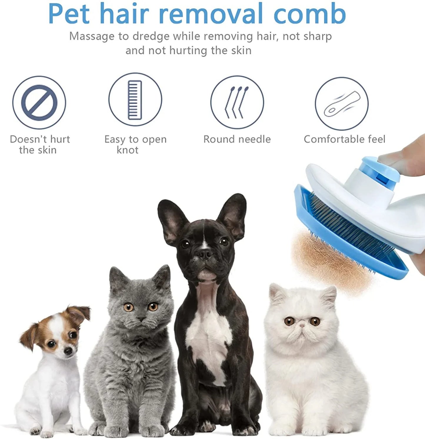 Pet Hair Remover & Grooming Brush for Dogs and Cats