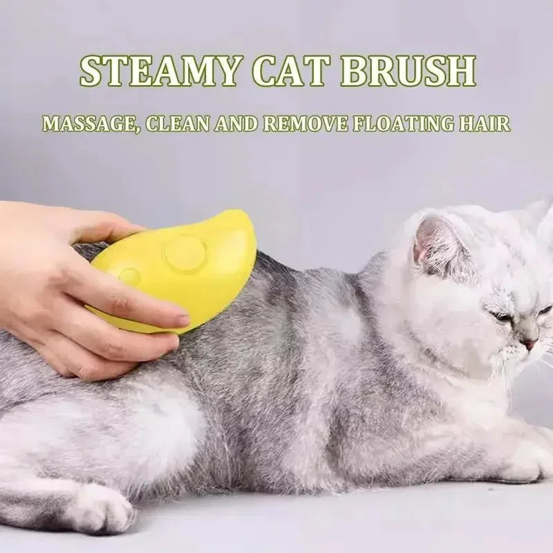 Cat Brush -The Ultimate 3-in-1 Steamy Pet Brush – Soft Silicone Grooming & Massage Comb
