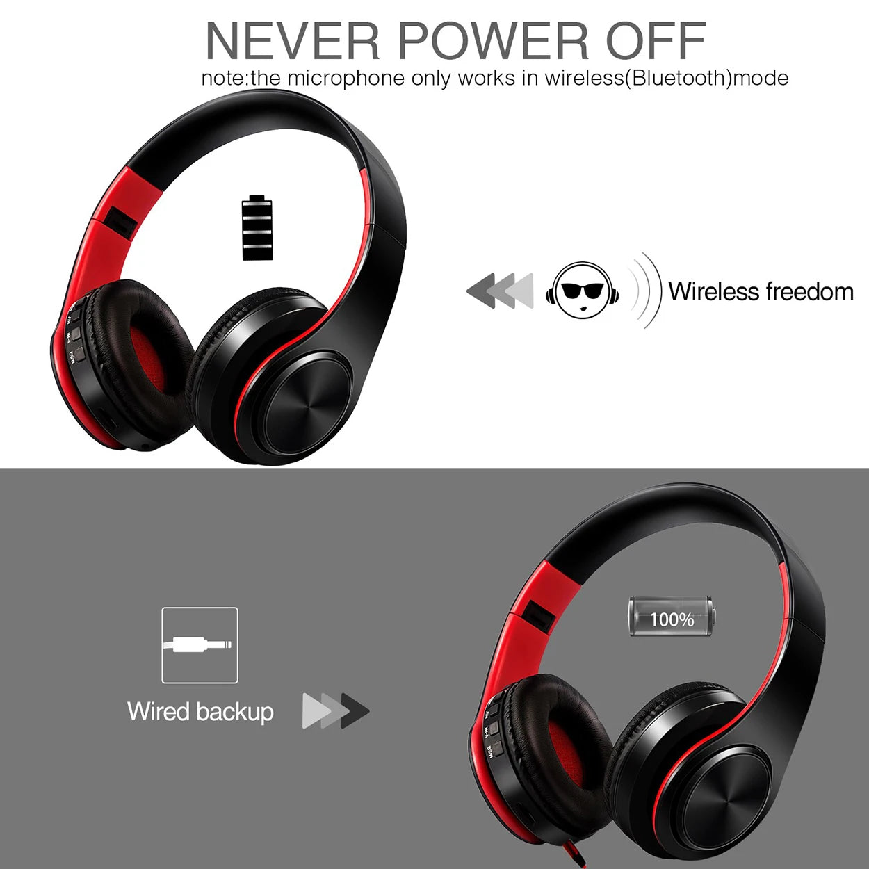 2026 Wireless Bluetooth Stereo Overhead Headset with Mic