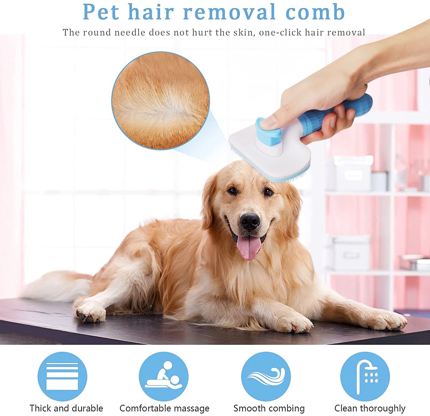 Pet Hair Remover & Grooming Brush for Dogs and Cats