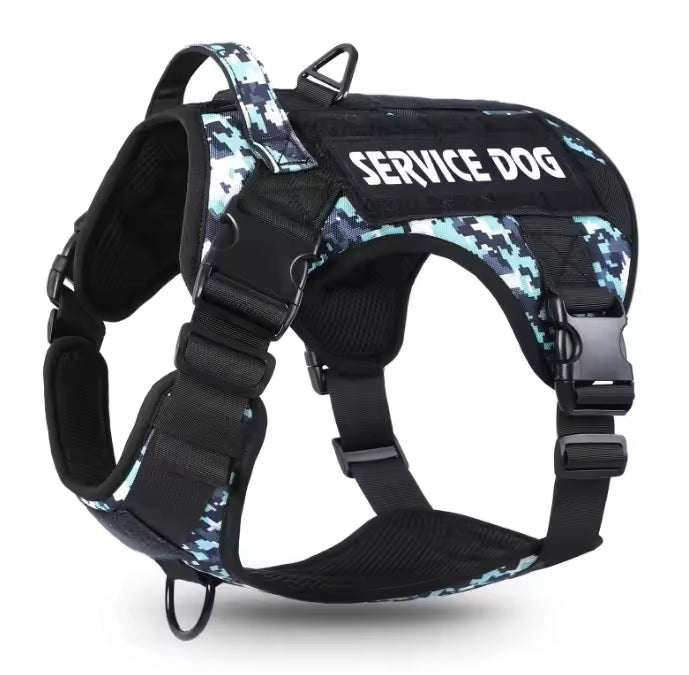 Adjustable Tactical Dog Harness with Metal Buckles