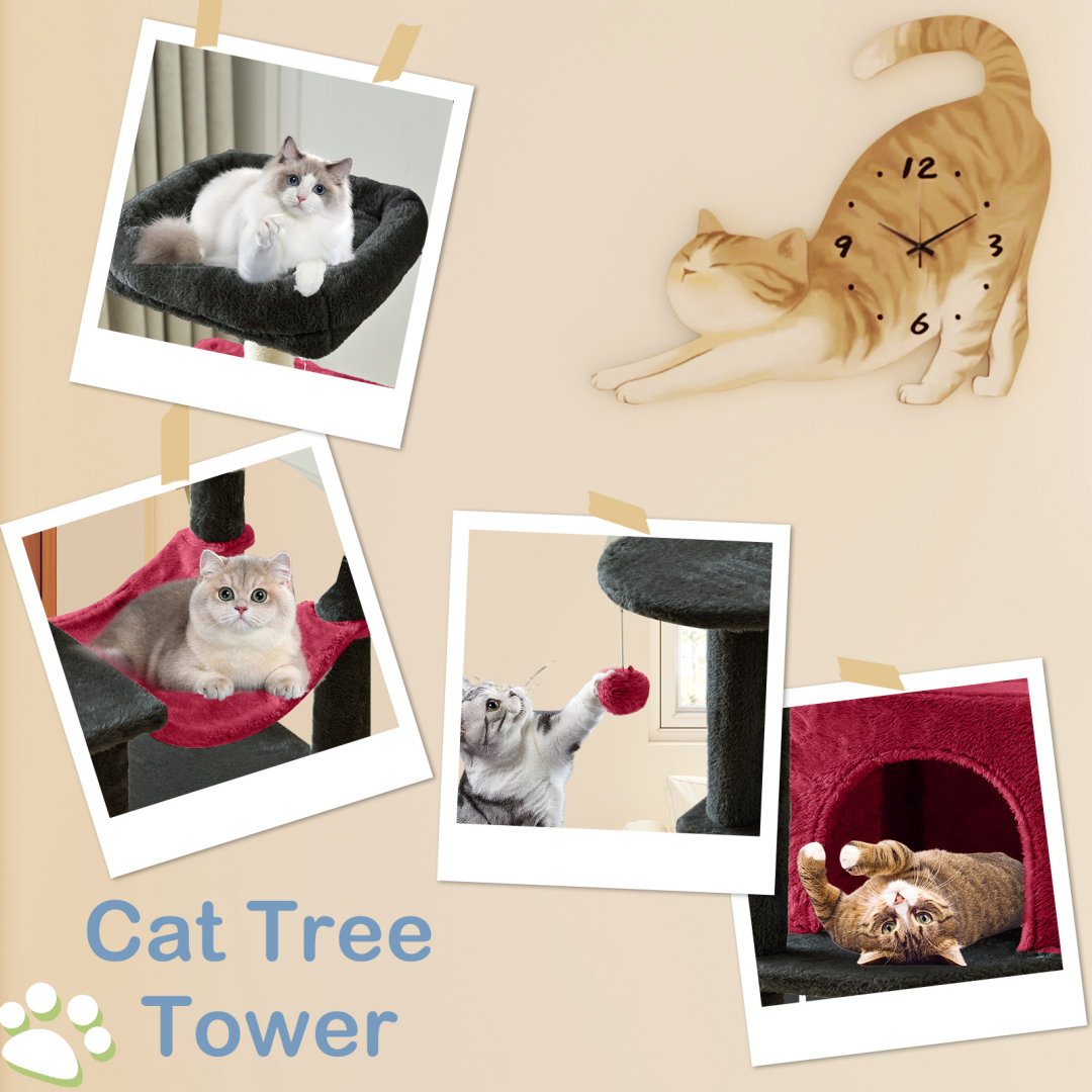 44-Inch Cat Tree Tower with Scratching Posts