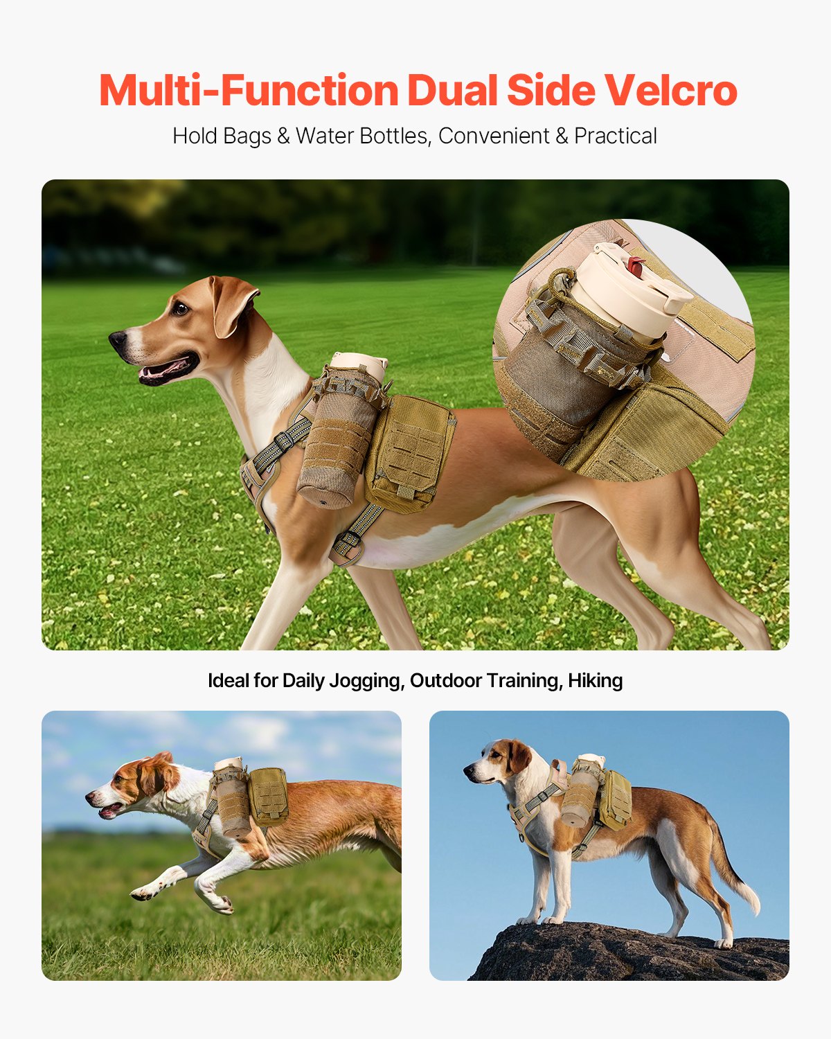 Adjustable No-Pull Tactical Dog Harness for Large Dogs
