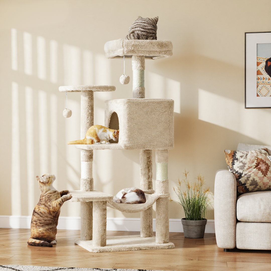 44-Inch Cat Tree Tower with Scratching Posts