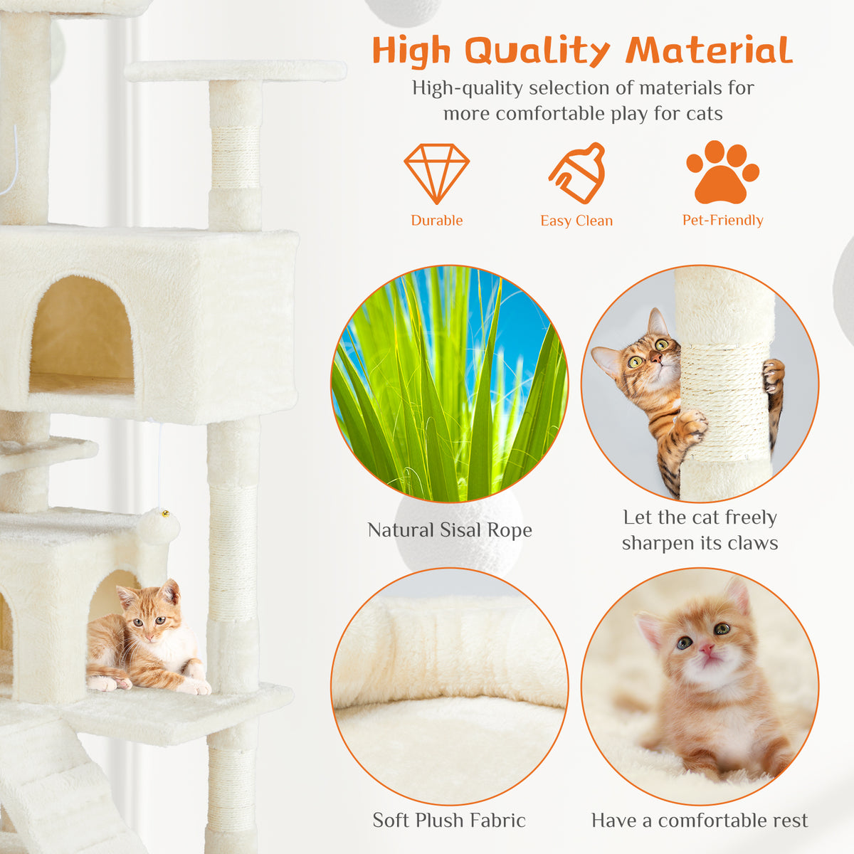 Multi-Level Cat Tree Tower with Scratching Condo