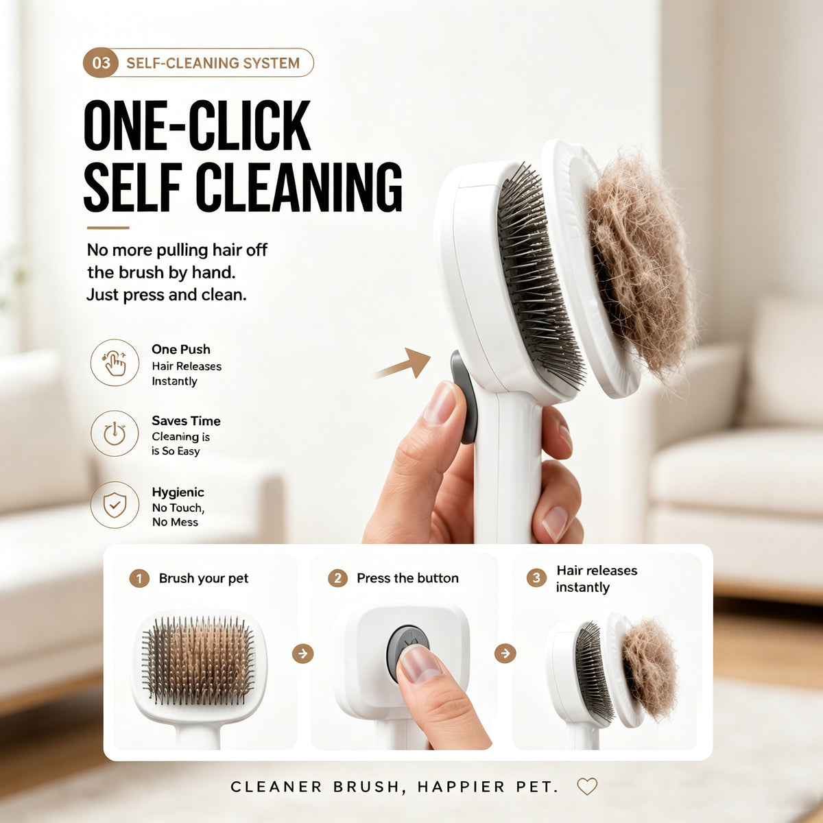 Self-Cleaning Pet Slicker Brush for Dogs and Cats — view 4