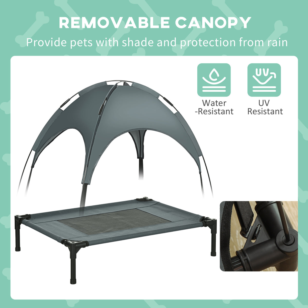 Elevated Outdoor Dog Cot with Canopy for Cool Shade — view 4