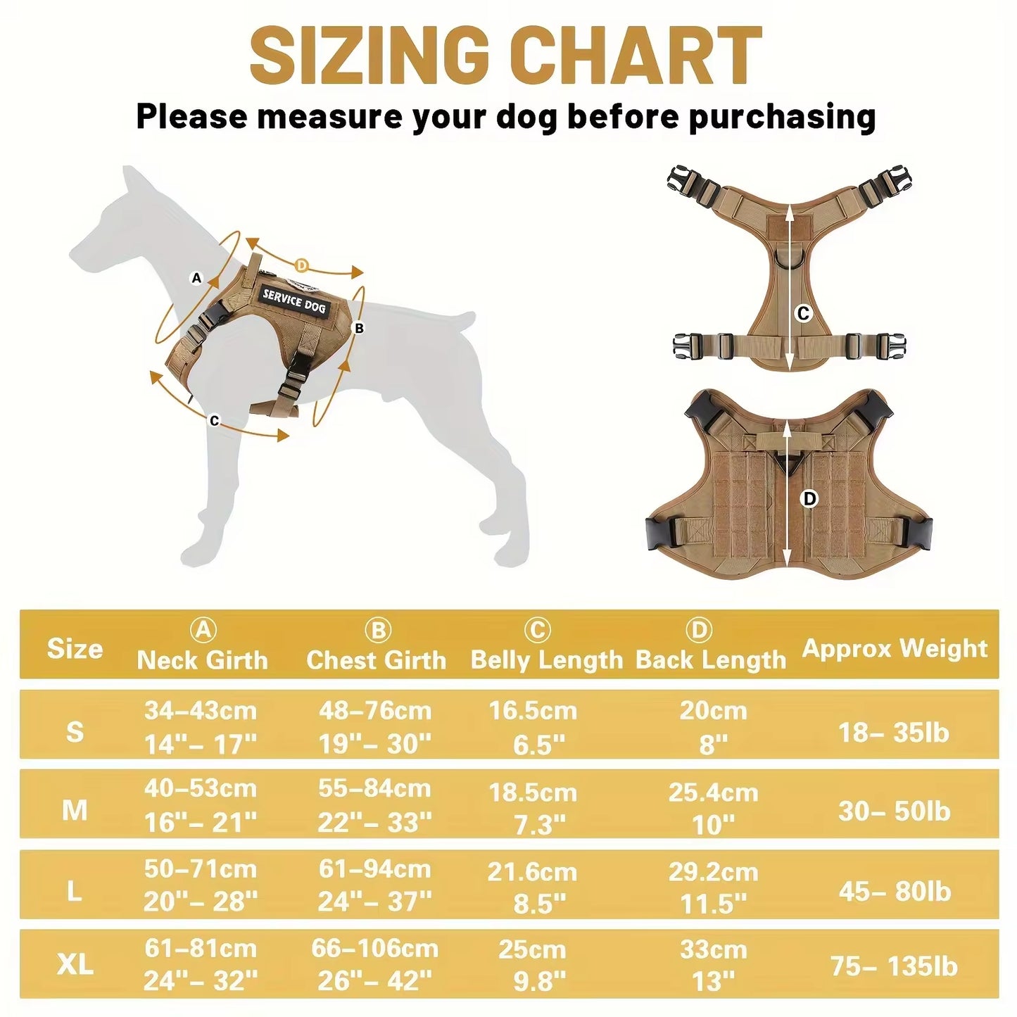 Adjustable Tactical Dog Harness with Metal Buckles