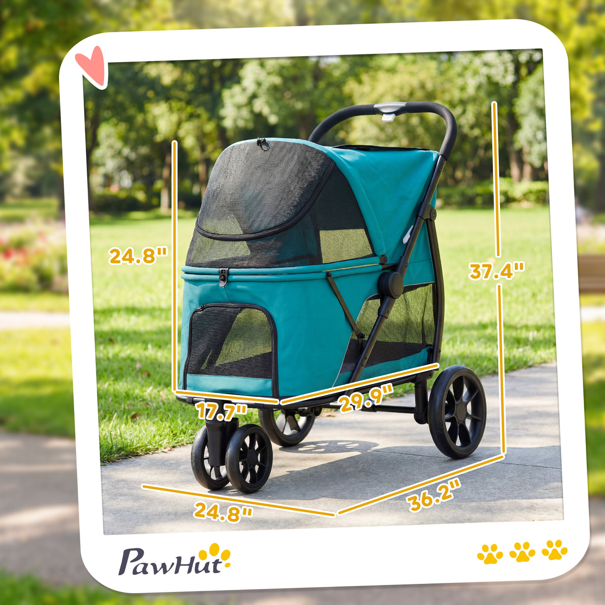 3-Wheel Pet Stroller with One-Click Quick Fold — view 5