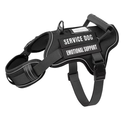 Service dog vest harness with handle in Black