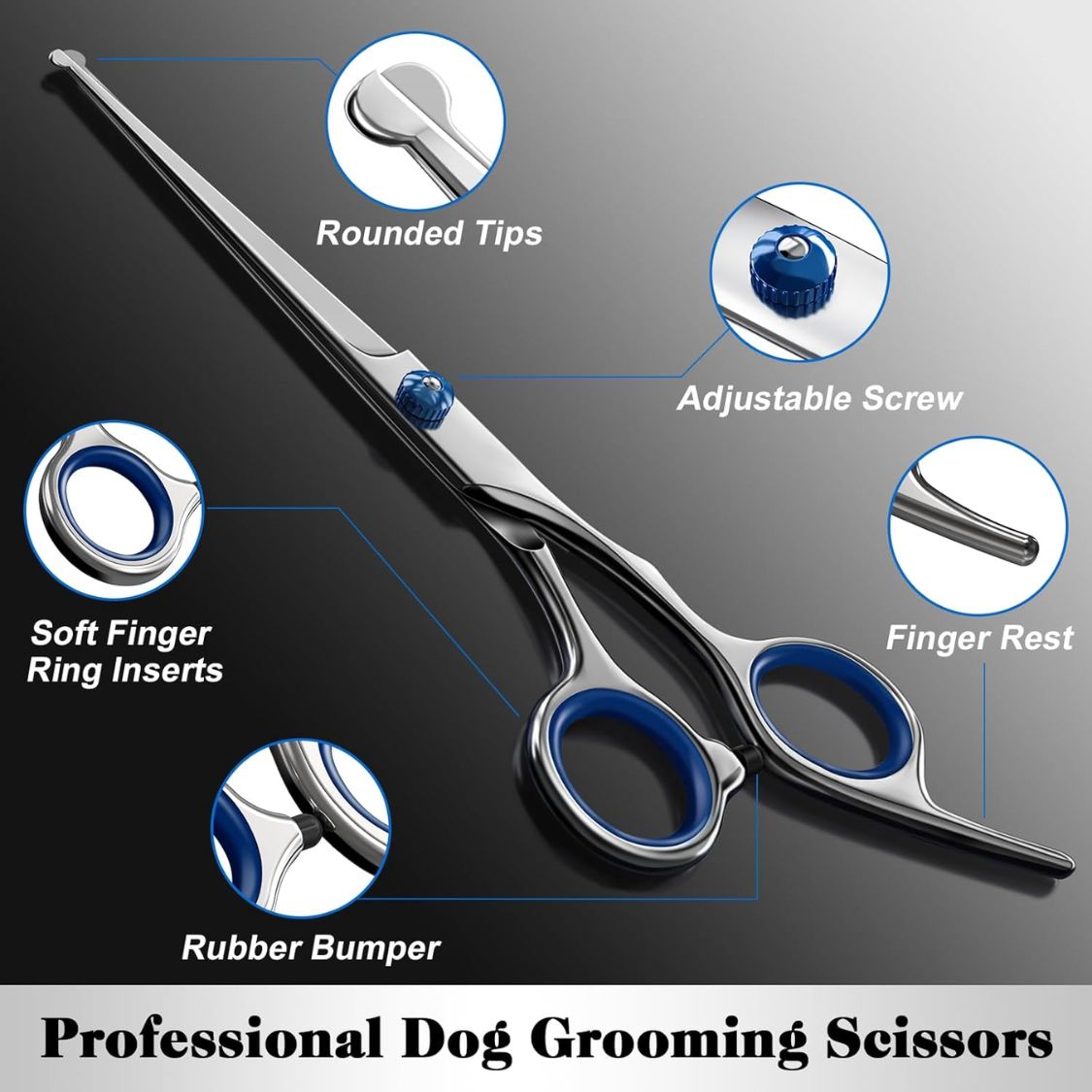 4-in-1 Pet Grooming Scissors Kit with Safety Tips