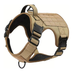 Tactical dog harness with handle - Coyote Brown, front view on white